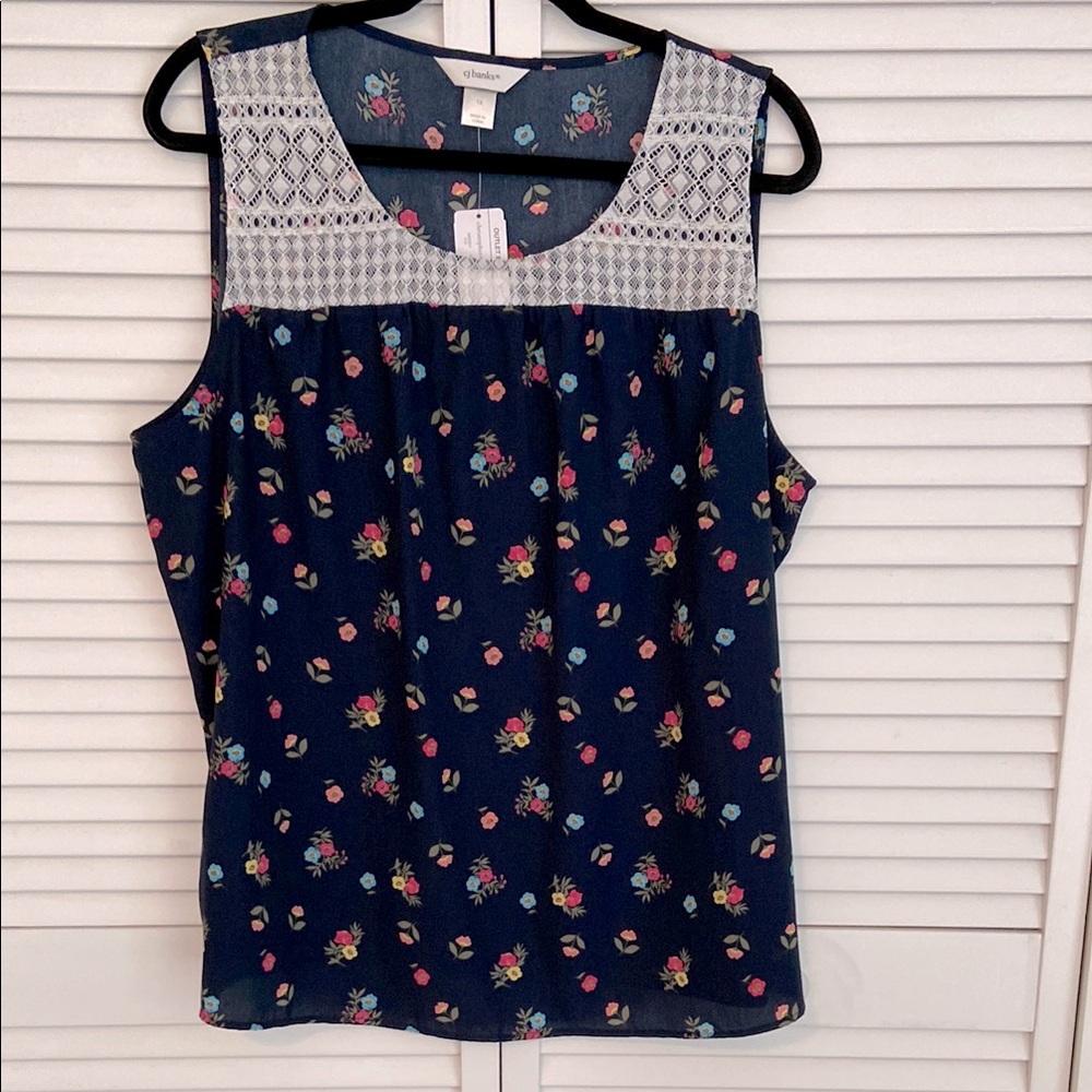 CJ Banks Lightweight Navy Tank Top 1X